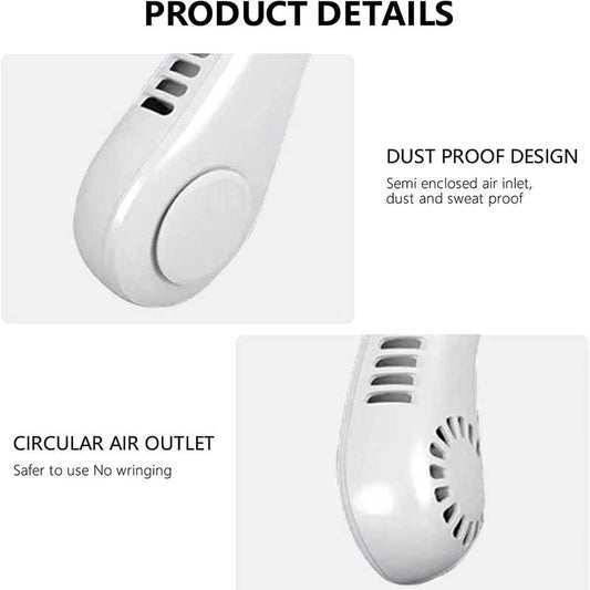 Bladeless Portable Neck Fan – 360° Cooling, USB Rechargeable