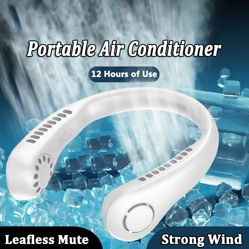 Bladeless Portable Neck Fan – 360° Cooling, USB Rechargeable