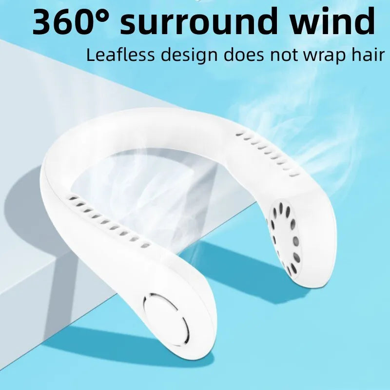 Bladeless Portable Neck Fan – 360° Cooling, USB Rechargeable