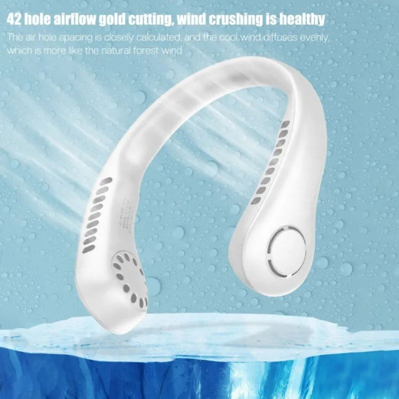 Bladeless Portable Neck Fan – 360° Cooling, USB Rechargeable