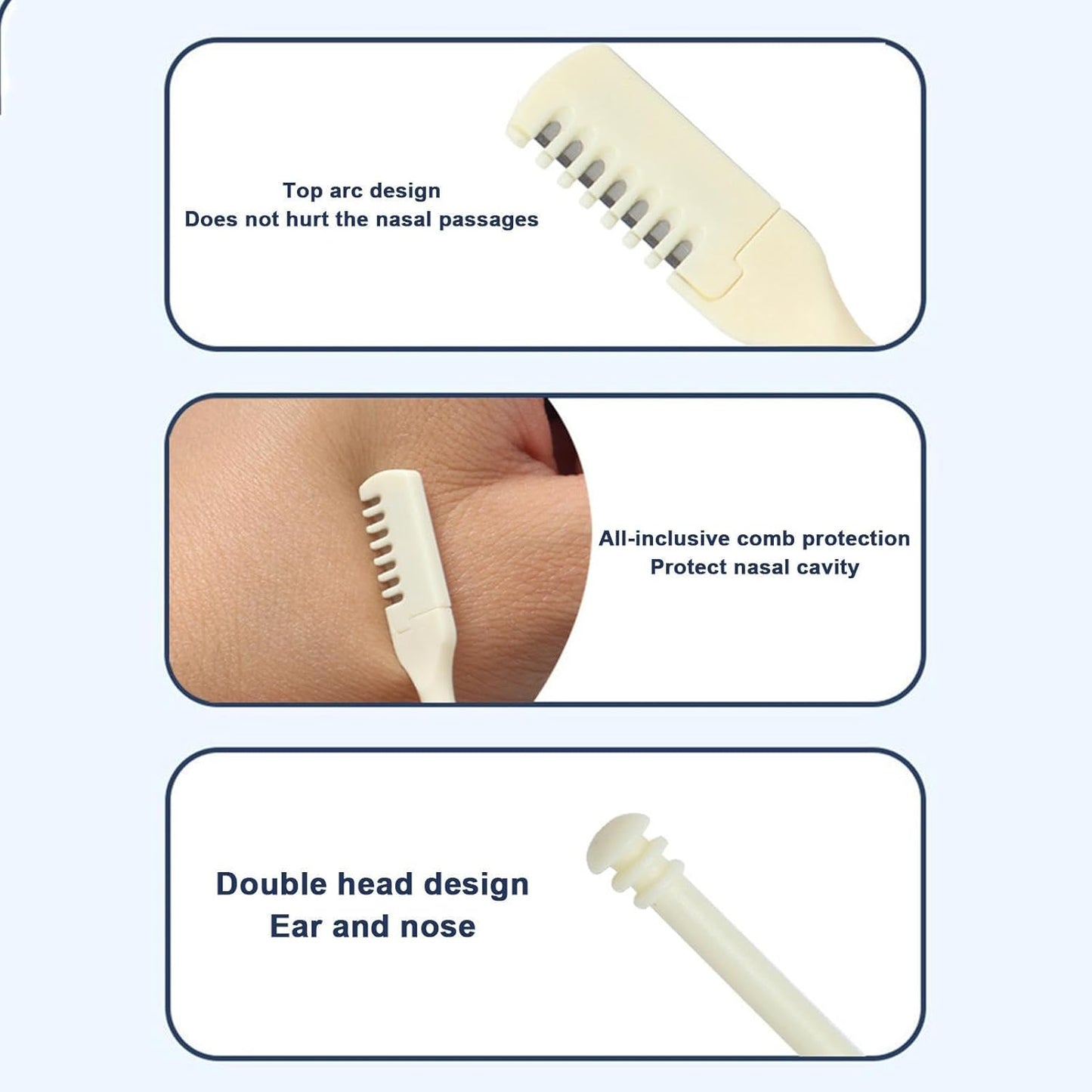 2 Pcs Nose Hair Trimmer Set – 360° Rotating Manual Cutter & Ear Pick, Portable Grooming Tool
