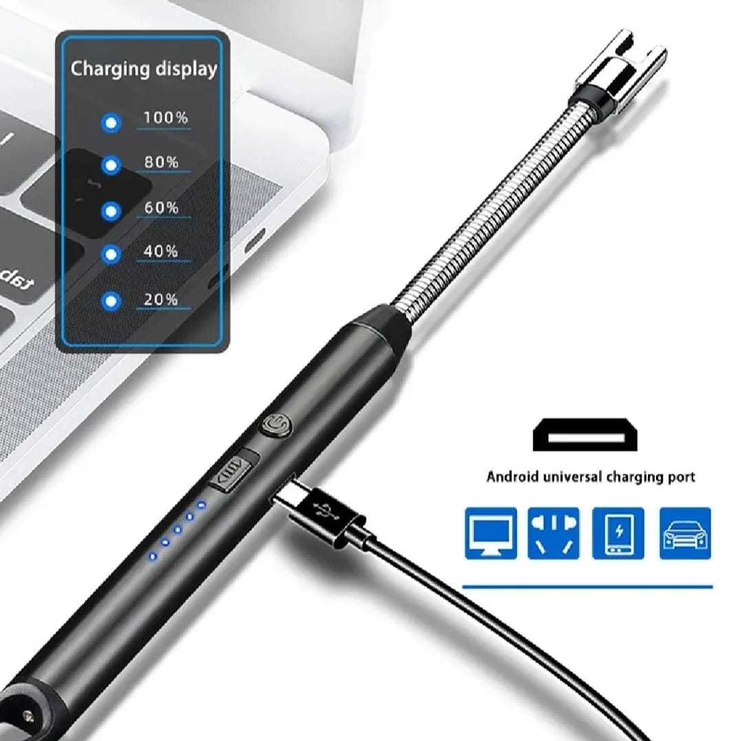 USB Rechargeable Plasma Arc Lighter – 360° Flexible Outdoor Kitchen Lighter with Safety Lock
