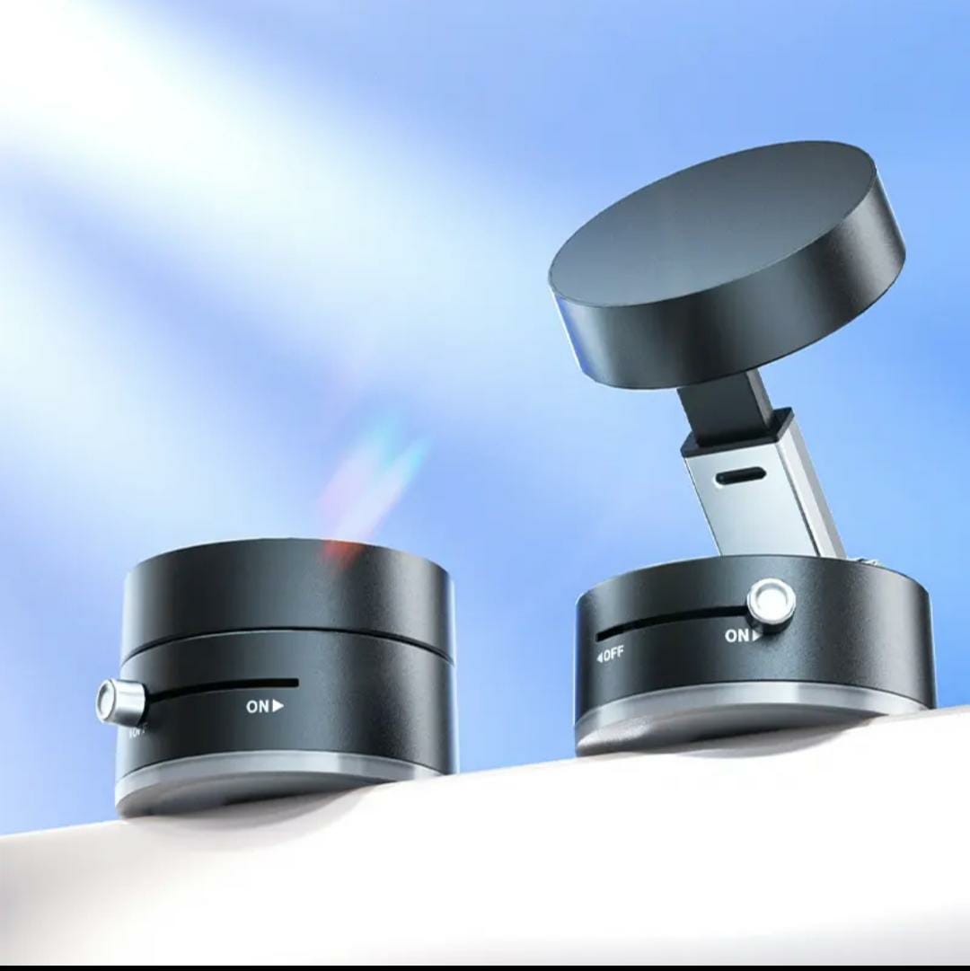 Magnetic Vacuum Phone Holder – 360° Swivel, Double-Sided Strong Suction Stand
