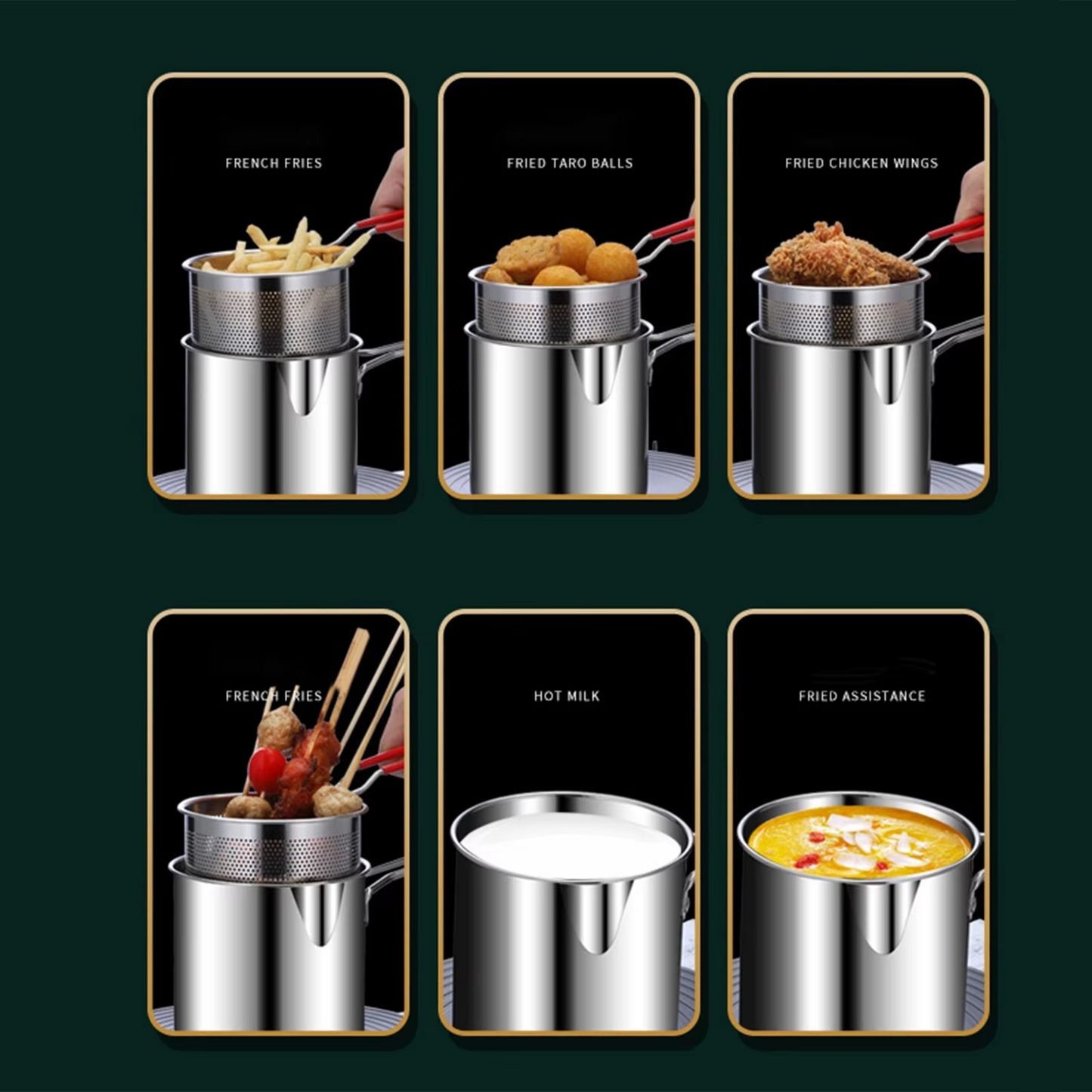 Stainless Steel Deep Fryer Pot with Strainer – 1200ml Heavy-Duty Oil Frying Pan for Home & Kitchen