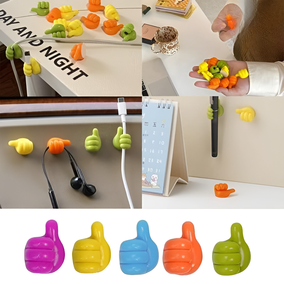 Pack of 10 Silicone Thumb Wall Hooks – Creative Key & Decoration Hangers, Strong Adhesive