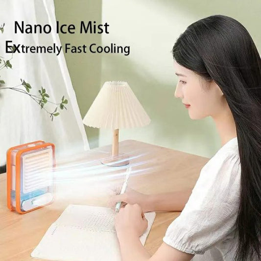 Mini USB Air Cooler Fan with Mist & LED – 3-Speed, Portable