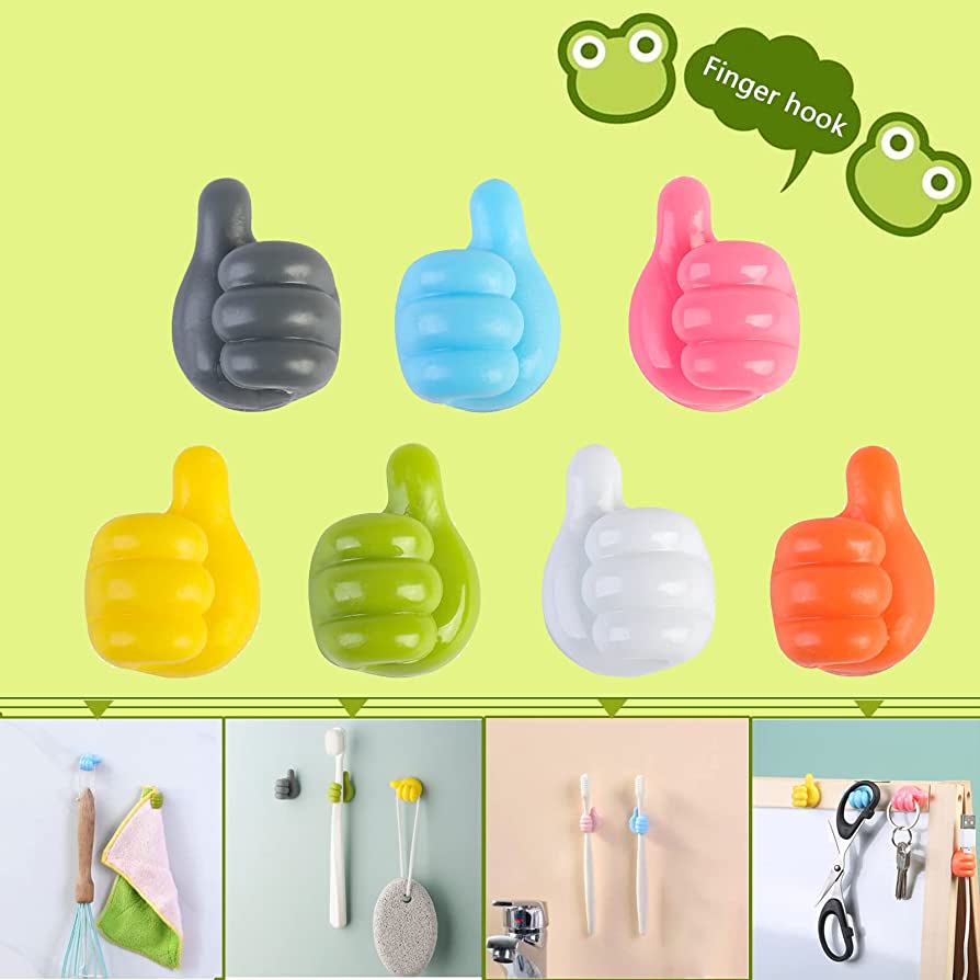 Pack of 10 Silicone Thumb Wall Hooks – Creative Key & Decoration Hangers, Strong Adhesive