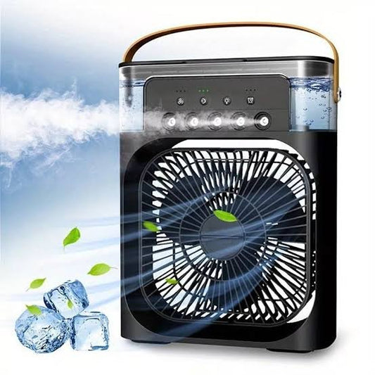 Portable USB Air Cooler Fan – 3-Speed, LED Night Light & Humidifier Function (10-Inch)