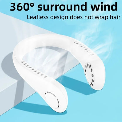 Bladeless Portable Neck Fan – 360° Cooling, USB Rechargeable