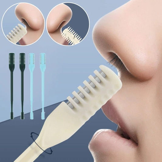 2 Pcs Nose Hair Trimmer Set – 360° Rotating Manual Cutter & Ear Pick, Portable Grooming Tool