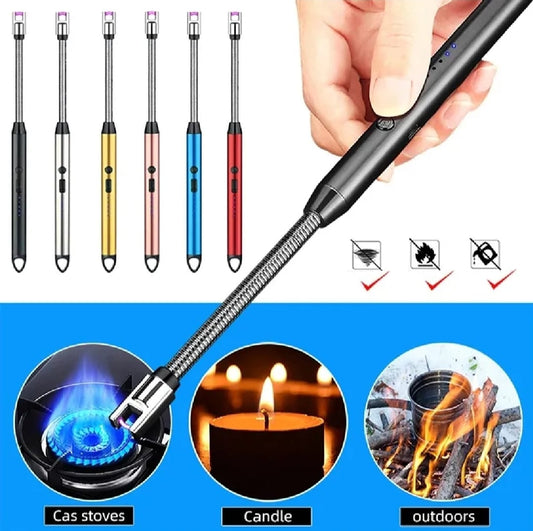 USB Rechargeable Plasma Arc Lighter – 360° Flexible Outdoor Kitchen Lighter with Safety Lock