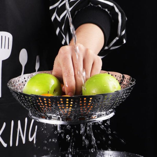 Stainless Steel Folding Steamer Basket for Veggies & More